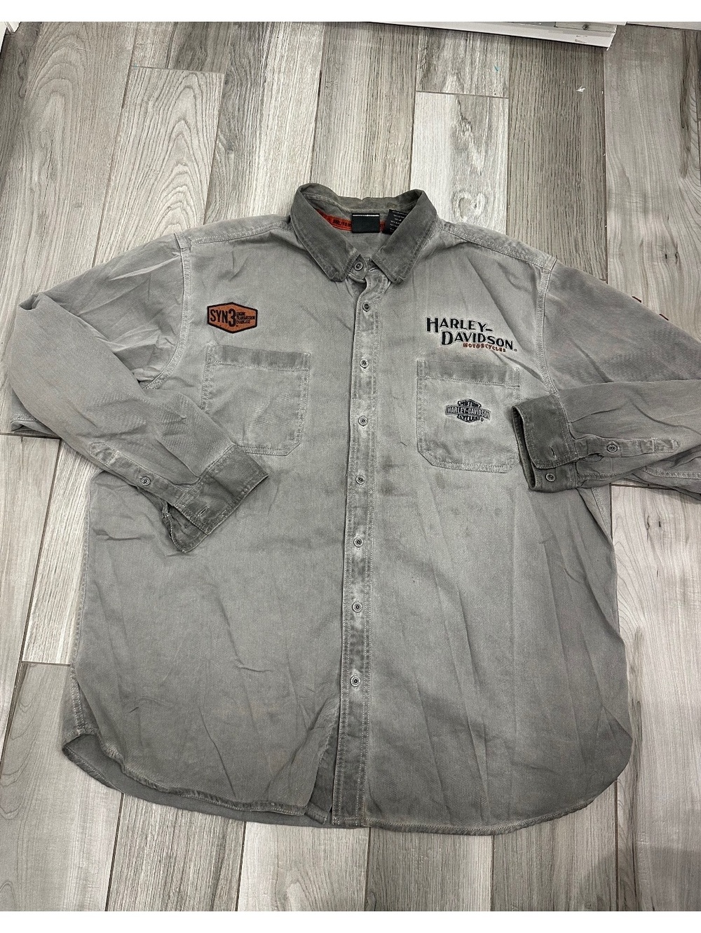 Harley-Davidson Men's 3XL Gray Long Sleeve Button-Up Shirt